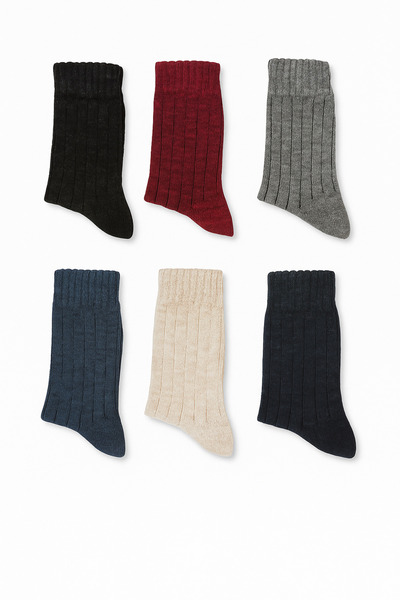 CİHO Κάλτσες 6 ζευγάρια μάλλινες γυναικείες κάλτσες Νορβηγικές φυσικές μαλακές χοντρές θερμικές χειμερινές κάλτσες κοτλέ Derbi Socket