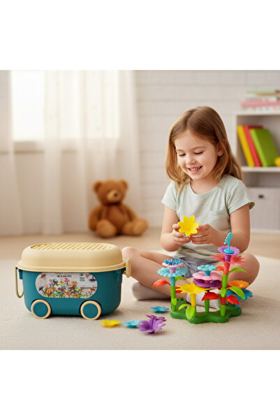 zola 3D garden construction set with 139 pieces, multicolor, storage box, 20 x 33 x 22 cm