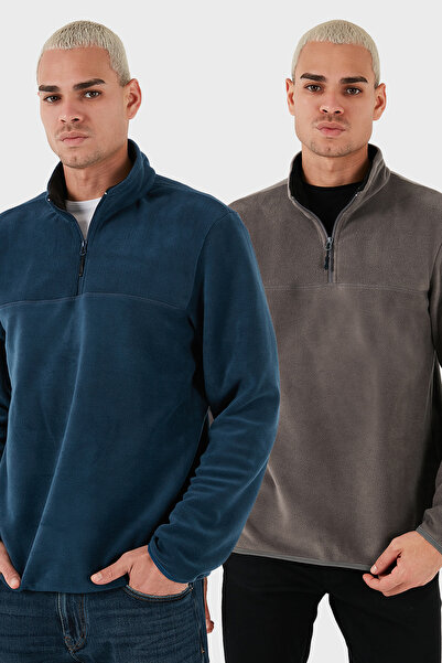 Buratti Regular Fit Anti-Pilling Χωρίς Πυκνώματα ψηλός λαιμός επένδυση fleece Πακέτο με 2 Ανδρικά Φλις POLAR 58