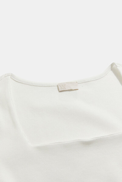 W Collection Ekru Square Neck T-Shirt