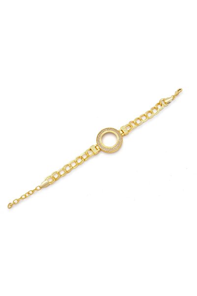 FerizZ Altın Kaplama İmitasyon 2 Sıra Zirkon Taşlı Desenli Figaro Model Çeyre...