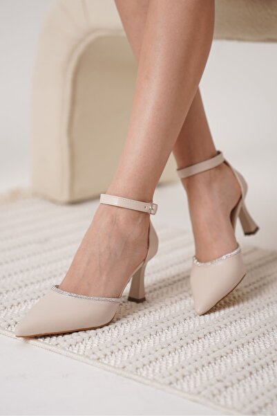 TRENDELLA Darla Stone Women's Beige Heeled Shoes