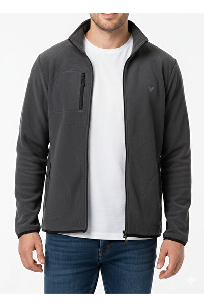 RAKİP سترة صوفية شتوية للجنسين عالية الجودة بسحاب كامل و3 جيوب ياقة مرتفعة متوسطة الطول