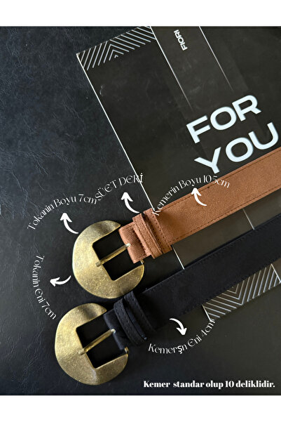 Fiori 2-Piece Suede Oval Buckle Women's Trouser Belt, Coat Belt, Dress Belt, Shirt Belt