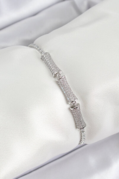 Skygo Brass Silver Color Zircon Stone Bone Model Women's Bracelet - Tj-Bb7071