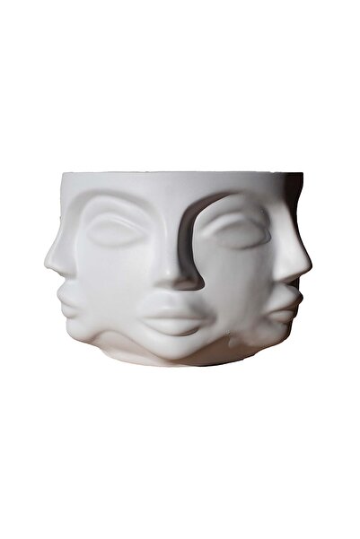 Storish Faces Orta Boy Vazo Beyaz