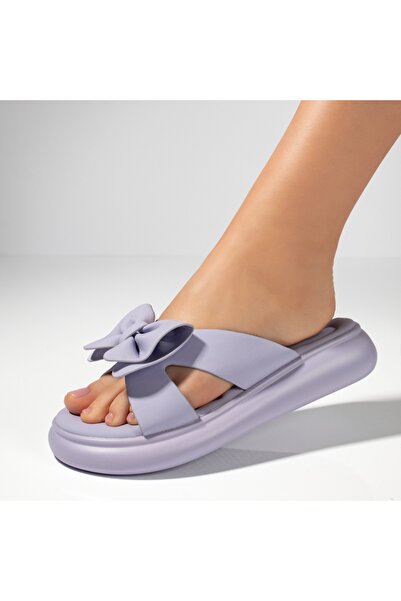BMoD Papuci de damă mov cu talpă groasă și fundă MOD13372