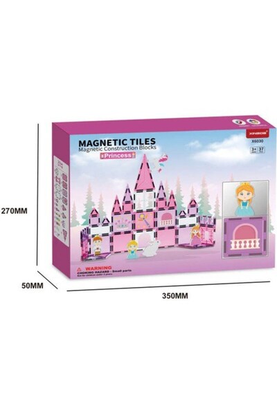TOYSTURKA Magnetic Tiles Princess Castle 37 Pieces Magnetic Building Magnetic Blocks