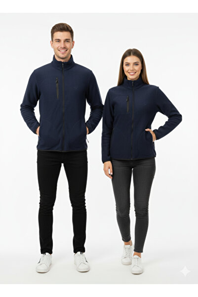 RAKİP سترة صوفية شتوية للجنسين عالية الجودة بسحاب كامل و3 جيوب ياقة مرتفعة متوسطة الطول