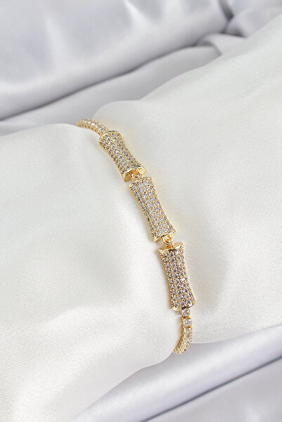 Skygo Brass Gold Color Zircon Stone Bone Model Women's Bracelet - Tj-Bb7070