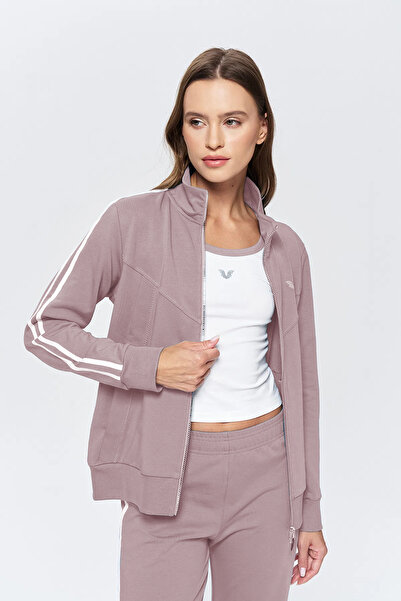 bilcee Women's Beige Mock Neck Piece 3-Piece Tracksuit Set 9907