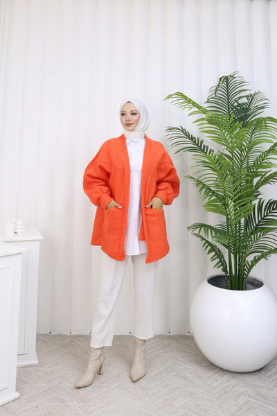 MİSS M.A.T FASHİON Booklet Fabric Standard Size Casual Pocket Cardigan