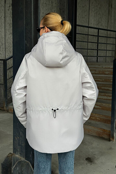 CARLA MARA Hooded Long Coat with Large Pockets