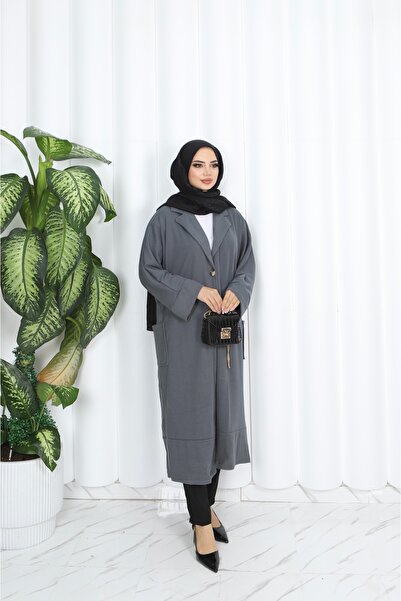 NİSUM MODA Corded Fabric Long Trench Coat