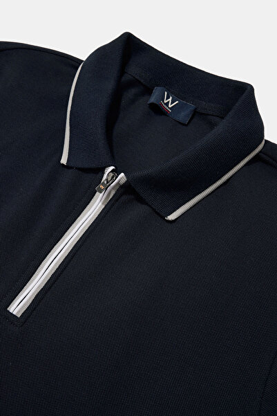 W Collection Dark Blue Polo Collar T-Shirt