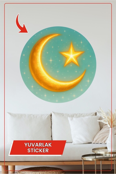 KOSS Dijital Autocolant rotund Crescent Moon Star Decal decorativ pentru pere...