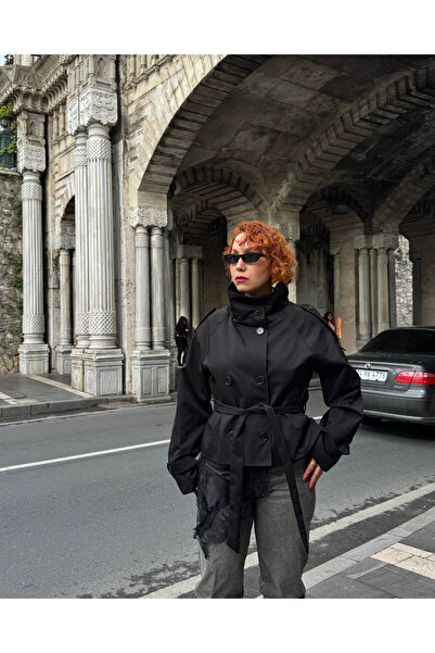 Bak'ap Преміум-короткий тренч з високим коміром і зав'язками