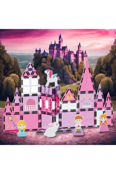 TOYSTURKA Magnetic Tiles Princess Castle 37 Pieces Magnetic Building Magnetic Blocks