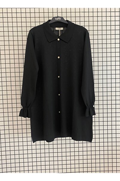 Armine Shirt Collar Sleeve Elastic Buttoned Knitwear Tunic