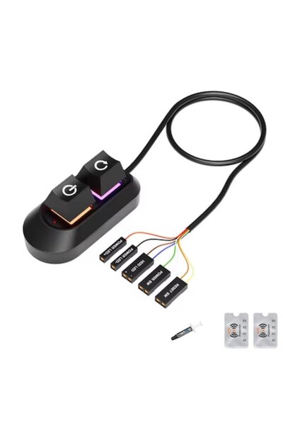 UnderShop Mechanical Button, 2m Extension Cable, Reset/On/Off PC, Desktop, Gaming, Black, 2 RFID Protectors