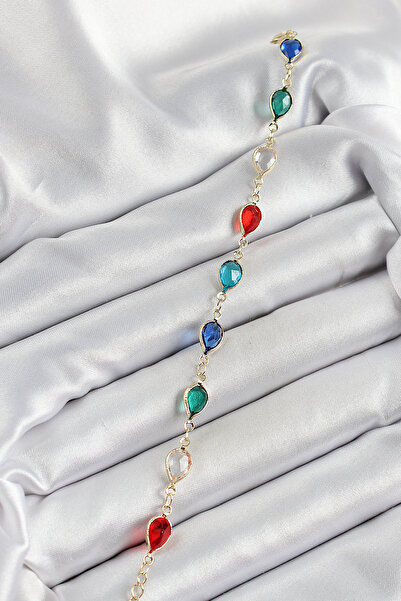 Skygo Brass Gold Color Mixed Color Drop Zircon Stone Women's Bracelet - Tj-Bb7048