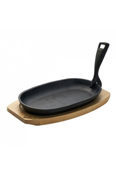 Heinner Serving Platter HR-YT-995, Detachable Handle & Wooden Base, Cast Iron, 24 x 14 cm