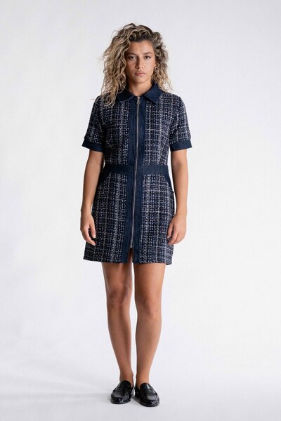 SEPANU COLLECTION Kadın Mavi Tüvit Fermuarlı Elbise