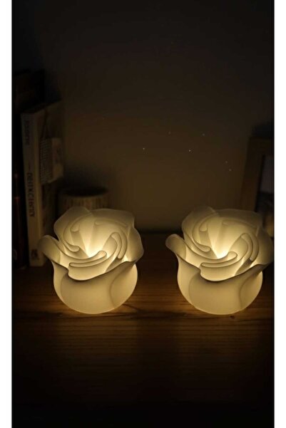ASYDESIGN Tealight Mumluk Gül Dekorlu Ledli Pilli 1 Adet