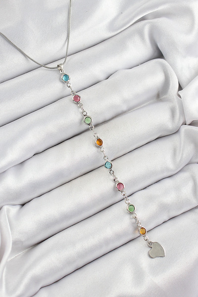 Skygo Brass Silver Color Mixed Color Zircon Stone Y Women Necklace - Tj-Bko10339