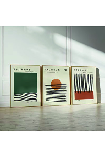 POSTER (ÇERÇEVESİZ) Bauhaus 3'lü Çerçevesiz Seti, Modern Dekoratif Seti