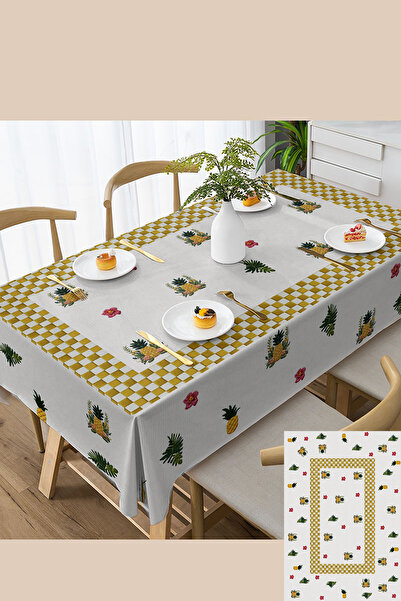 MonoHome Tablecloth Fruity 5D Digital Design- Hassle-Free Fabric Peach Pineapple