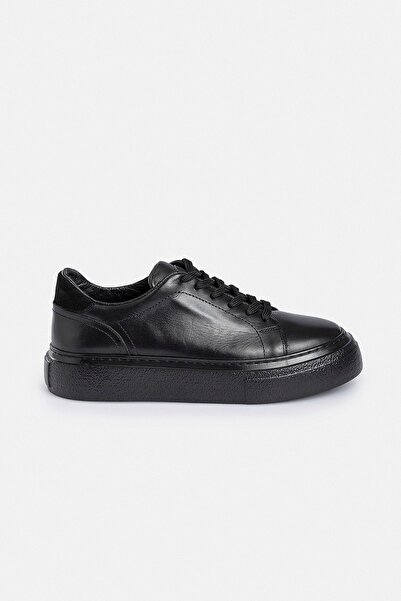 Back And Bond 100% Leather Thermo Sole Black Men's Sneaker Shoes