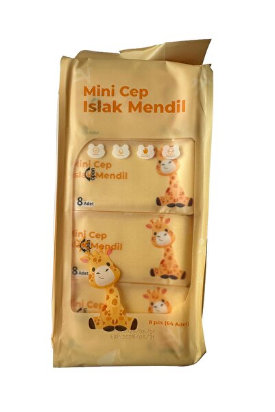 BAYSA Mini Islak Cep Mendili - 8 Adetlik 8 Paket - 64 Adet