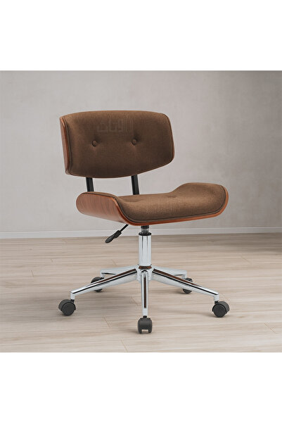 Ebticar Stylish Swivel Study Chair – Metal Frame and Cozy Fabric Cushion – Brown