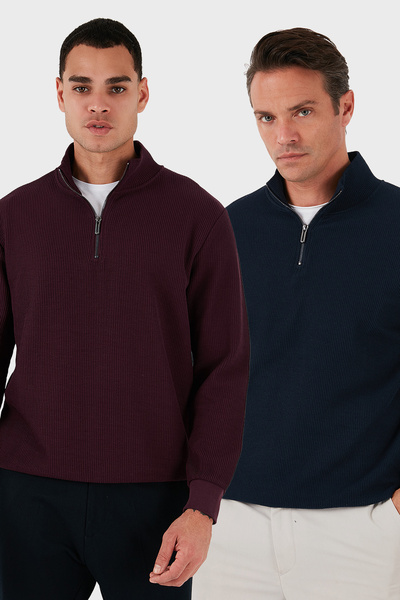 Buratti Polo din bumbac Regular Fit cu guler înalt și fermoar pe jumătate Pac...