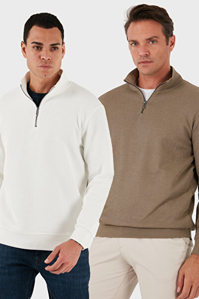 Buratti Polo din bumbac Regular Fit cu guler înalt și fermoar pe jumătate Pac...