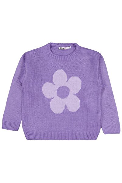Civil Girls Large Floral Patterned Sweater for Ages 2-5 - Lilac 3-4 Years