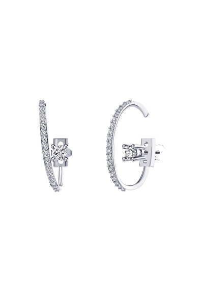 delis Σκουλαρίκια από ασήμι 925, JW1772, ημικυκλικό σχέδιο, επιπλατινωμένα με ρόδιο