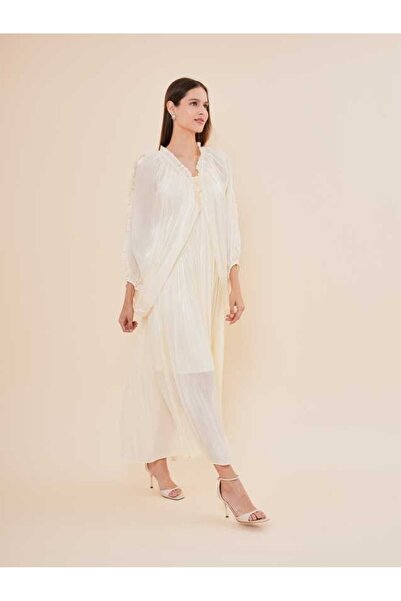 SERPİL Saten Görünümlü Dökümlü Uzun Kol Midi Elbise 50418