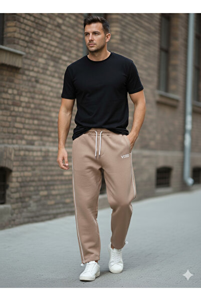 miadora cotton Baskılı 3 iplik Baggy İçi Şardonlu Cepli Paçası Ayarlanabilir Eşofman Altı