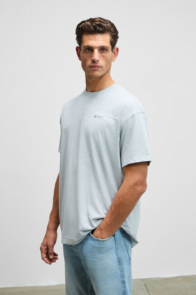 GRIMELANGE Dragon Men's Chest and Back Printed 100% Organic Cotton Oversized Fit Crew Neck Grimelange T-Shirt