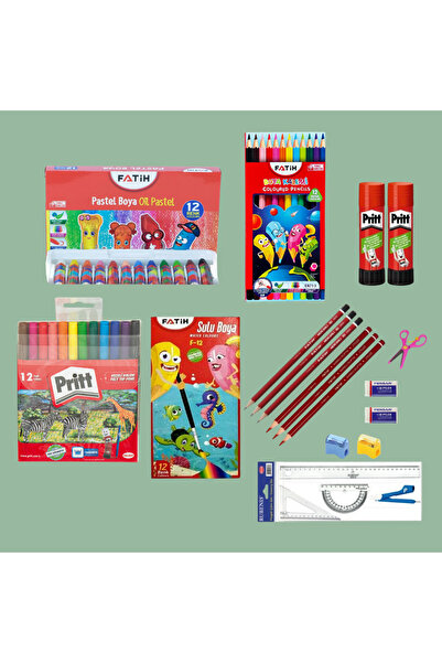 CutCopyCenter Pastel, Kuru, Sulu, Keçeli Boyalar Kurşun ve Kırmızı Kalem,Silg...