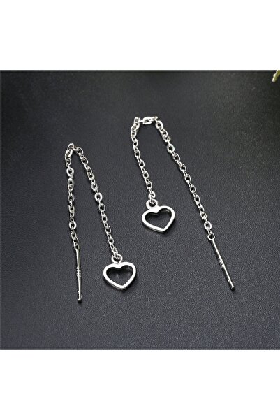 delis Μακριά σκουλαρίκια από ασήμι 925, JW1802, σχέδιο καρδιάς, επιροδιωμένα