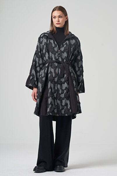 Ceremony Multi-Zip Camouflage Pattern Cap Jacket 6859 Black