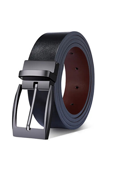 delis Curea cu doua fete pentru barbati C-56, piele naturala, Negru-Maro, C-5...