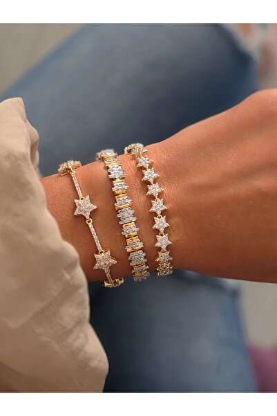 Eva Takı Store Vip Yıldız Zirkon Taşlı Çit Model 14k Altın Kaplama Çelik Bile...