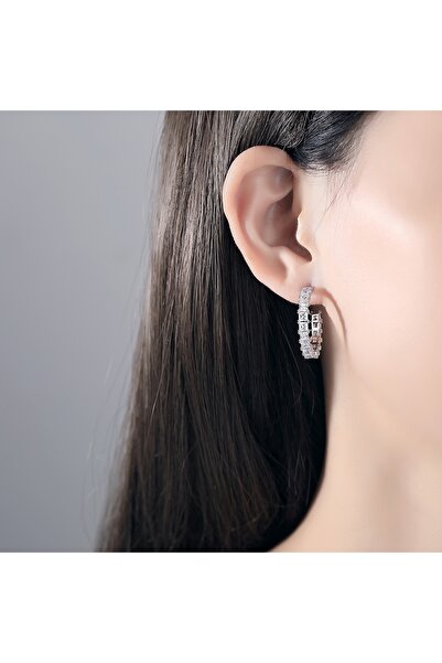 delis Στρογγυλά σκουλαρίκια από ασήμι 925, JW1792, κομψό μοντέλο, επιροδιωμένο