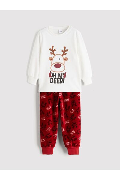 LC Waikiki Crew Neck Christmas Themed Boy's Pajama Set