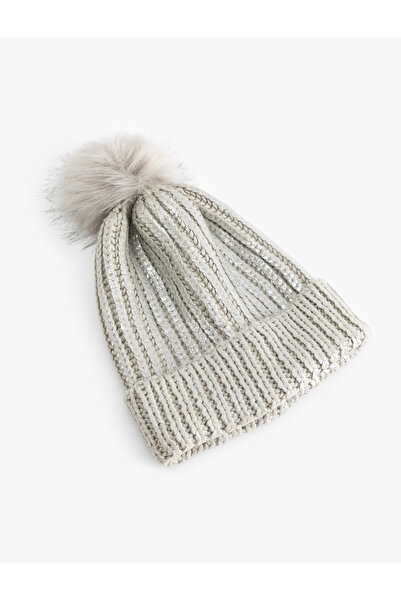 Koton Glittery Pompom Layered Beret