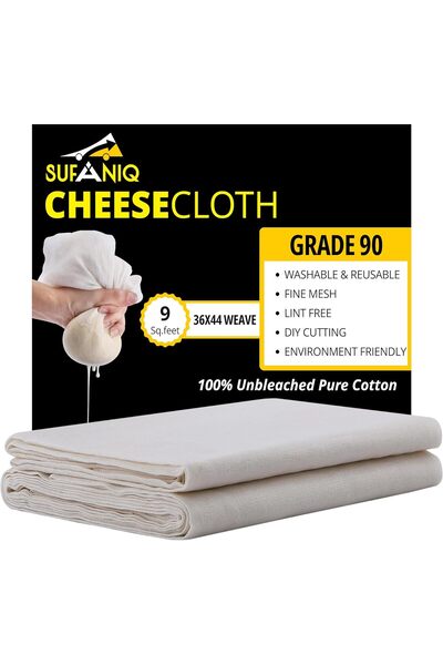 Sufaniq قماش جبن من الدرجة 90 - 9 قدم مربع، غير مبيض 100% قطن، فائق النعومة و...